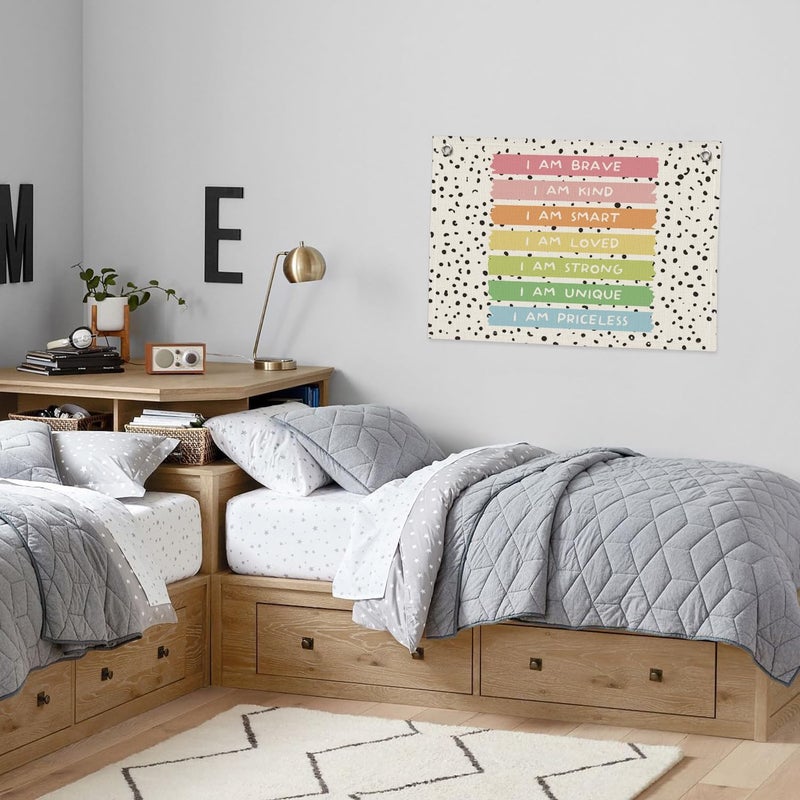 PLKMN Positive Affirmations Wall Decor, Calming Corner Toddler Reading Nook for Kids, Inspirational Canvas Banner Wall Hanging Banner Flag Decor for Classroom Homeschool Decor - Image 2